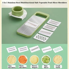 5-in-1 Multi-Functional Vegetable Slicer & Grater – Interchangeable Blades for Fruits & Vegetables